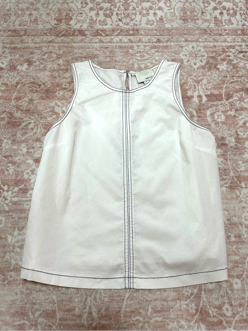 Cotton 🤍 Contrast Stitch Shell Top - Greylin